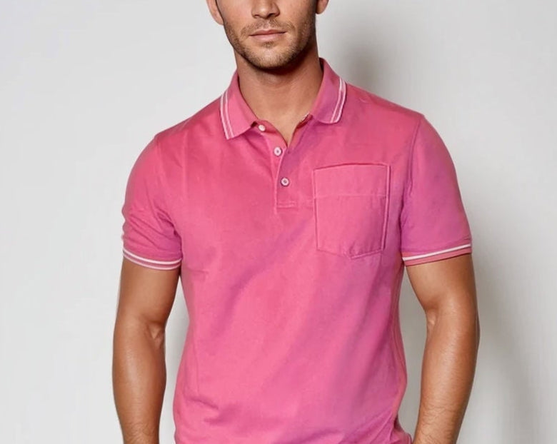 Pocket Polo Shirt - Pink Buki