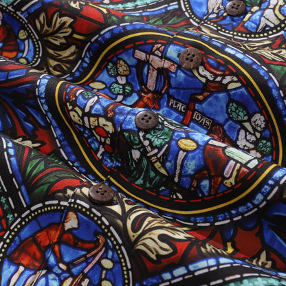 Hawaiian Shirt For Men Stained Glass Window Print Shirt Camp Collar 100% Cotton Shirt By Sherry