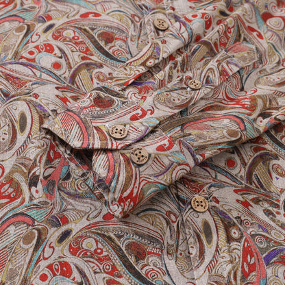 Men's Hawaiian Shirt Geometry of Tradition Cotton Button-down Long Sleeve Aloha Shirt By Cigar