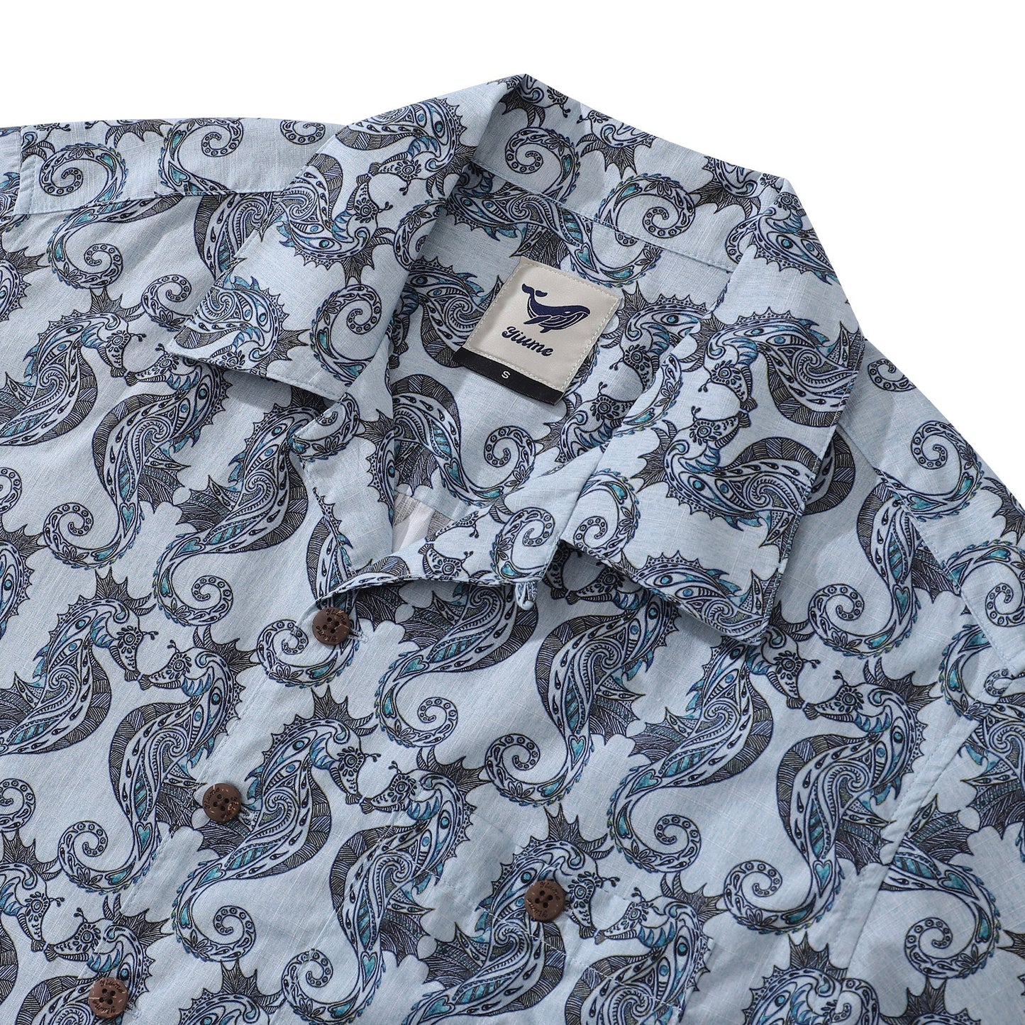 Summer Hawaiian Shirt For Men Smile of the Sea Print Shirt Camp Collar 100% Cotton By Cigar