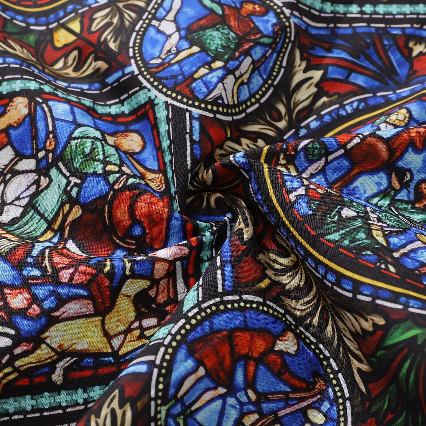 Hawaiian Shirt For Men Stained Glass Window Print Shirt Camp Collar 100% Cotton Shirt By Sherry