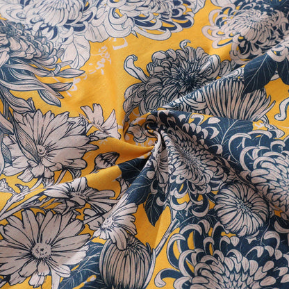 Yellow Hawaiian Shirt For Men Japanese Flower Shirt Camp Collar 100% Cotton Shirt By Yakima