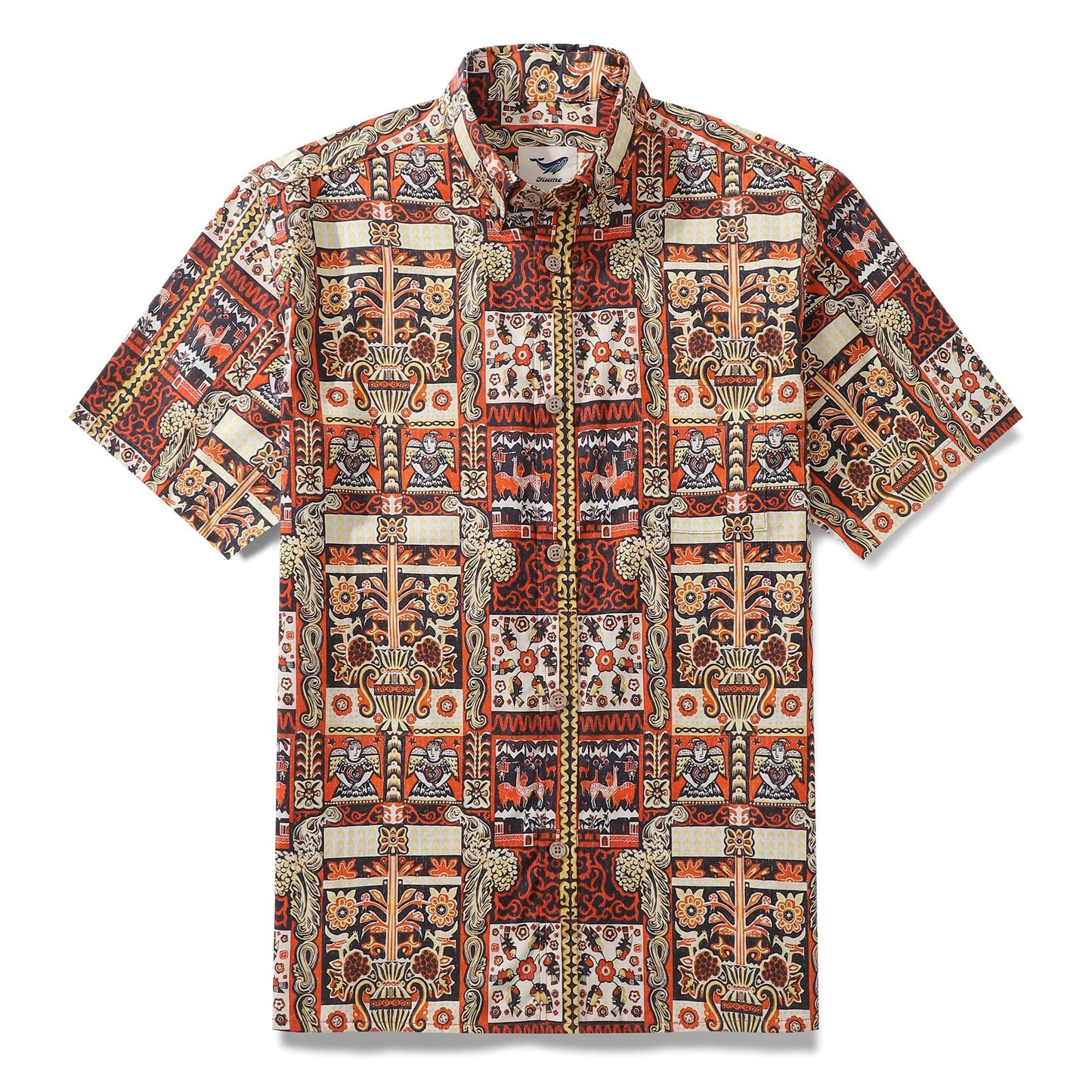 Men's Hawaiian Shirt Mystical Totem Cotton Button-down Short Sleeve Aloha Shirt By Cigar