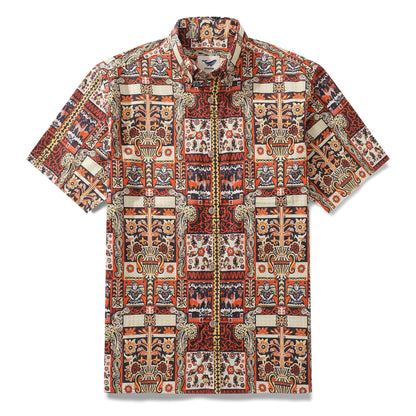 Men's Hawaiian Shirt Mystical Totem Cotton Button-down Short Sleeve Aloha Shirt By Cigar