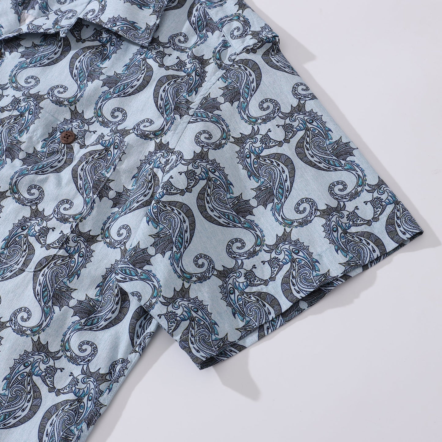 Summer Hawaiian Shirt For Men Smile of the Sea Print Shirt Camp Collar 100% Cotton By Cigar