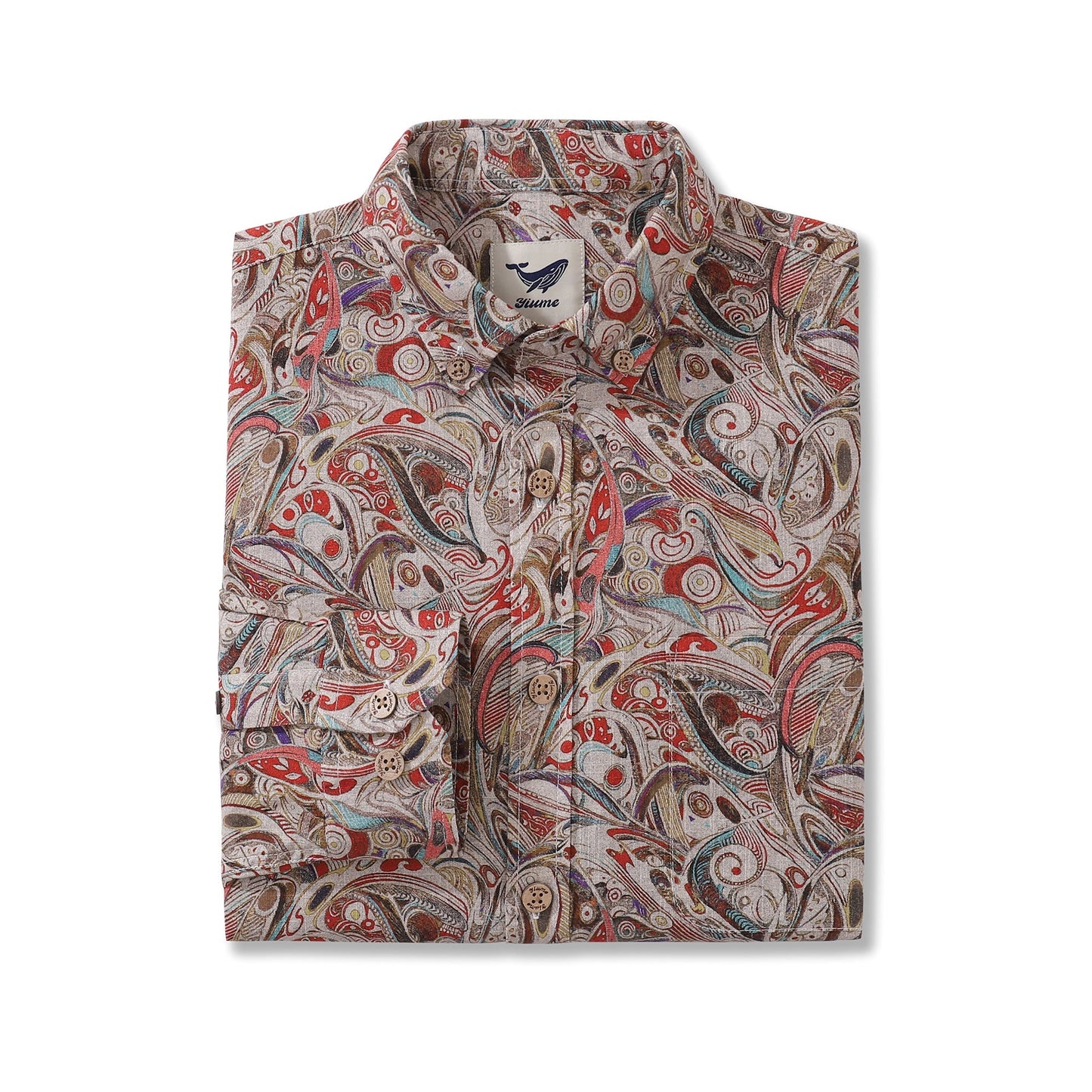 Men's Hawaiian Shirt Geometry of Tradition Cotton Button-down Long Sleeve Aloha Shirt By Cigar