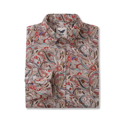 Men's Hawaiian Shirt Geometry of Tradition Cotton Button-down Long Sleeve Aloha Shirt By Cigar