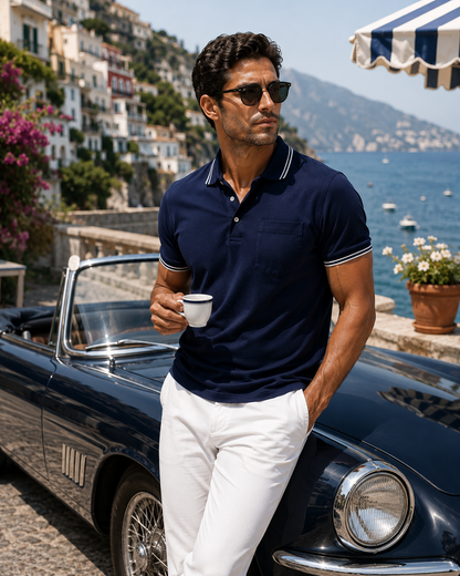 Pocket Polo Shirt - Navy Buki