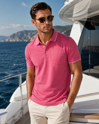 Pocket Polo Shirt - Pink Buki