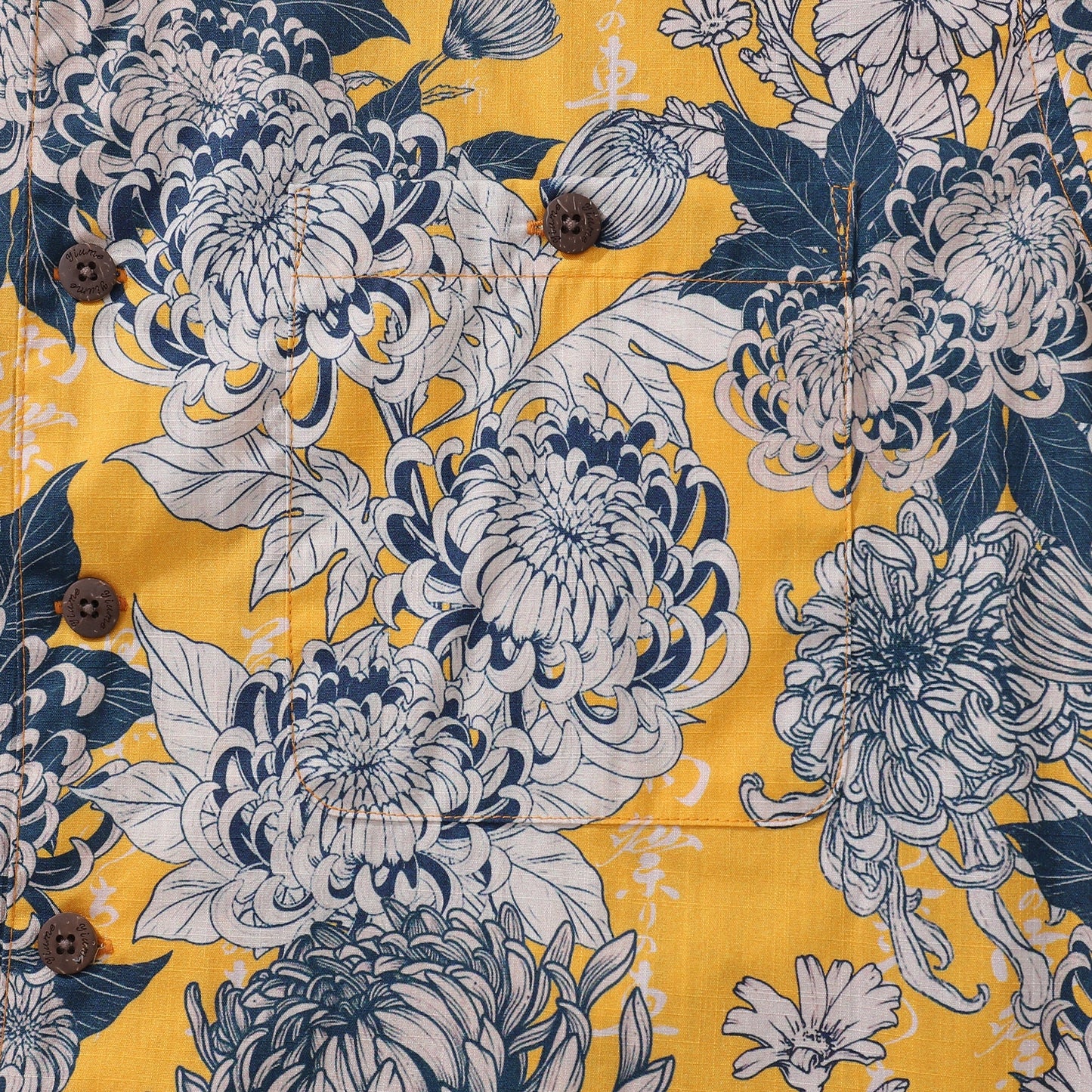 Yellow Hawaiian Shirt For Men Japanese Flower Shirt Camp Collar 100% Cotton Shirt By Yakima