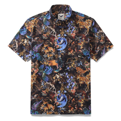 Men's Hawaiian Shirt Figurative Art Cotton Button-down Short Sleeve Aloha Shirt By Yakima