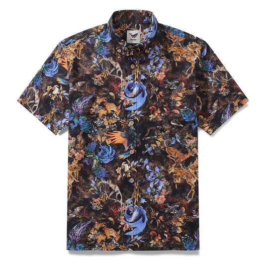 Men's Hawaiian Shirt Figurative Art Cotton Button-down Short Sleeve Aloha Shirt By Yakima
