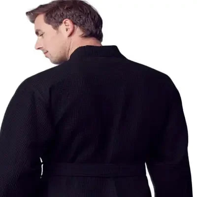 Waffle Spa Bathrobe for Men -  Absorbent, Lightweight Lotus Linen