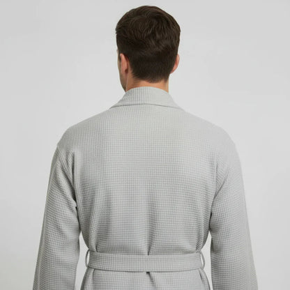 Waffle Spa Bathrobe for Men -  Absorbent, Lightweight Lotus Linen