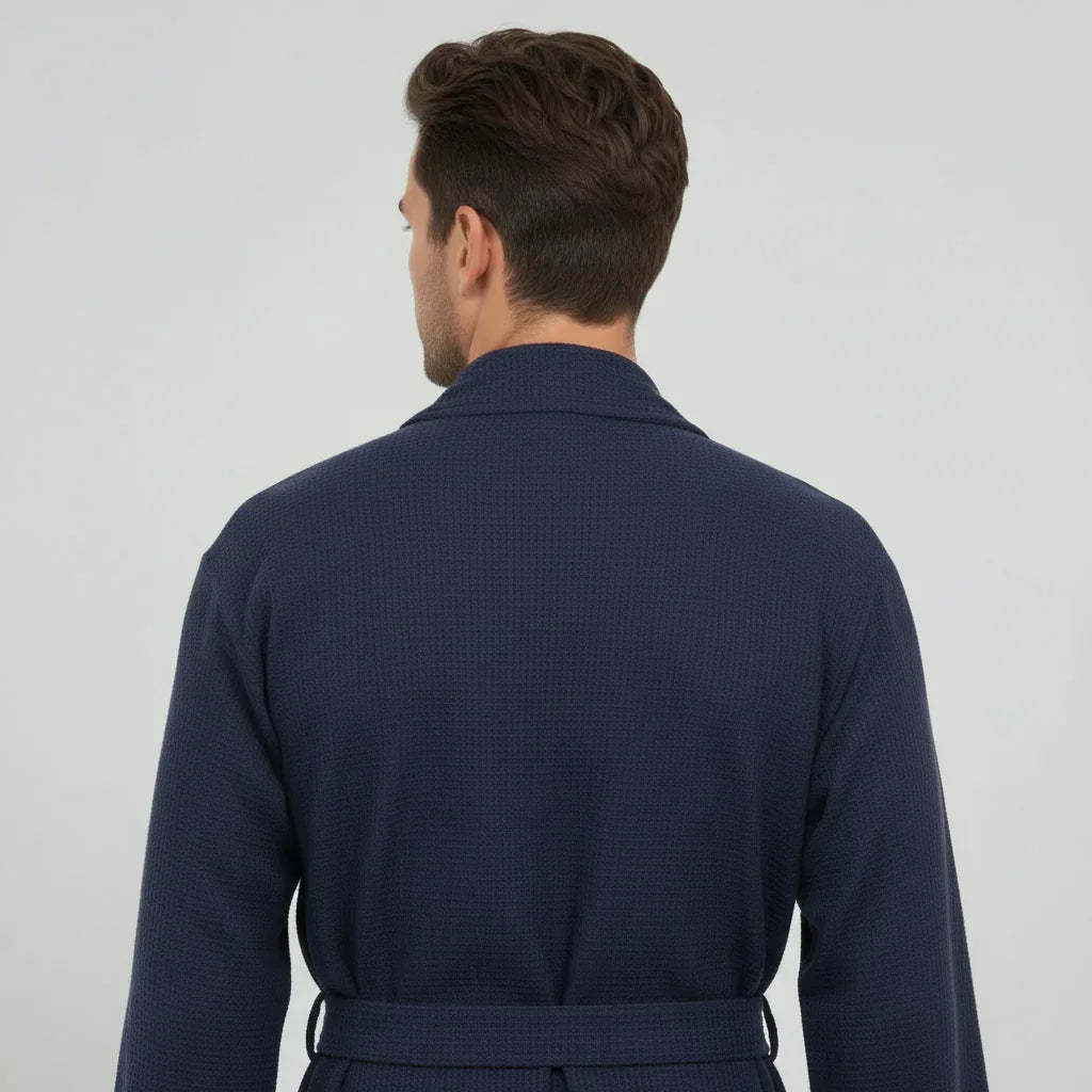 Waffle Spa Bathrobe for Men -  Absorbent, Lightweight Lotus Linen