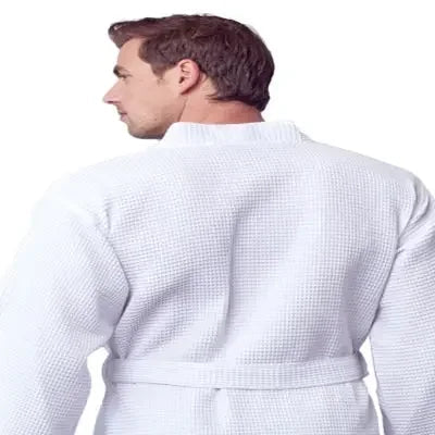Waffle Spa Bathrobe for Men -  Absorbent, Lightweight Lotus Linen