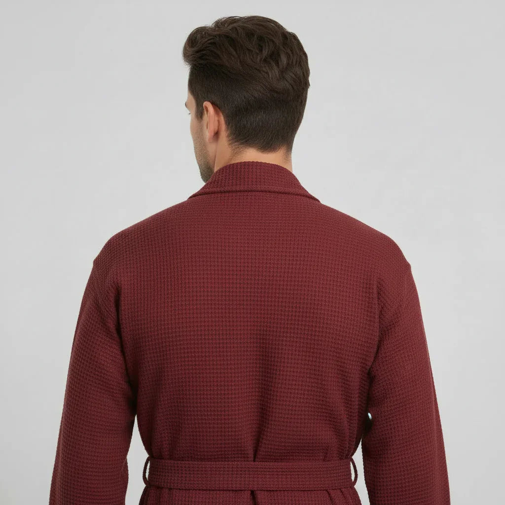 Waffle Spa Bathrobe for Men -  Absorbent, Lightweight Lotus Linen