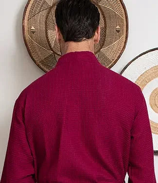 Waffle Spa Bathrobe for Men -  Absorbent, Lightweight Lotus Linen