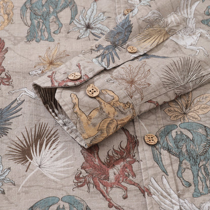 Men's Hawaiian Shirt Pegasus in Flight Cotton Button-down Long Sleeve Aloha Shirt By Sherry