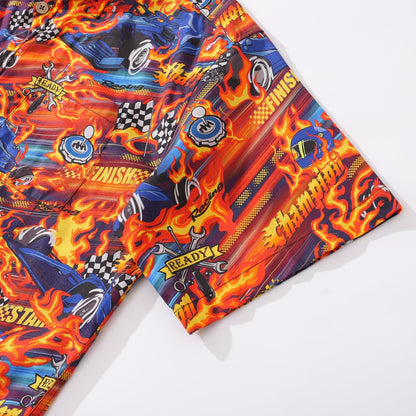 Hawaiian Shirt For Men Speed Button-down Short Sleeve 100% Cotton Shirt By Yakima