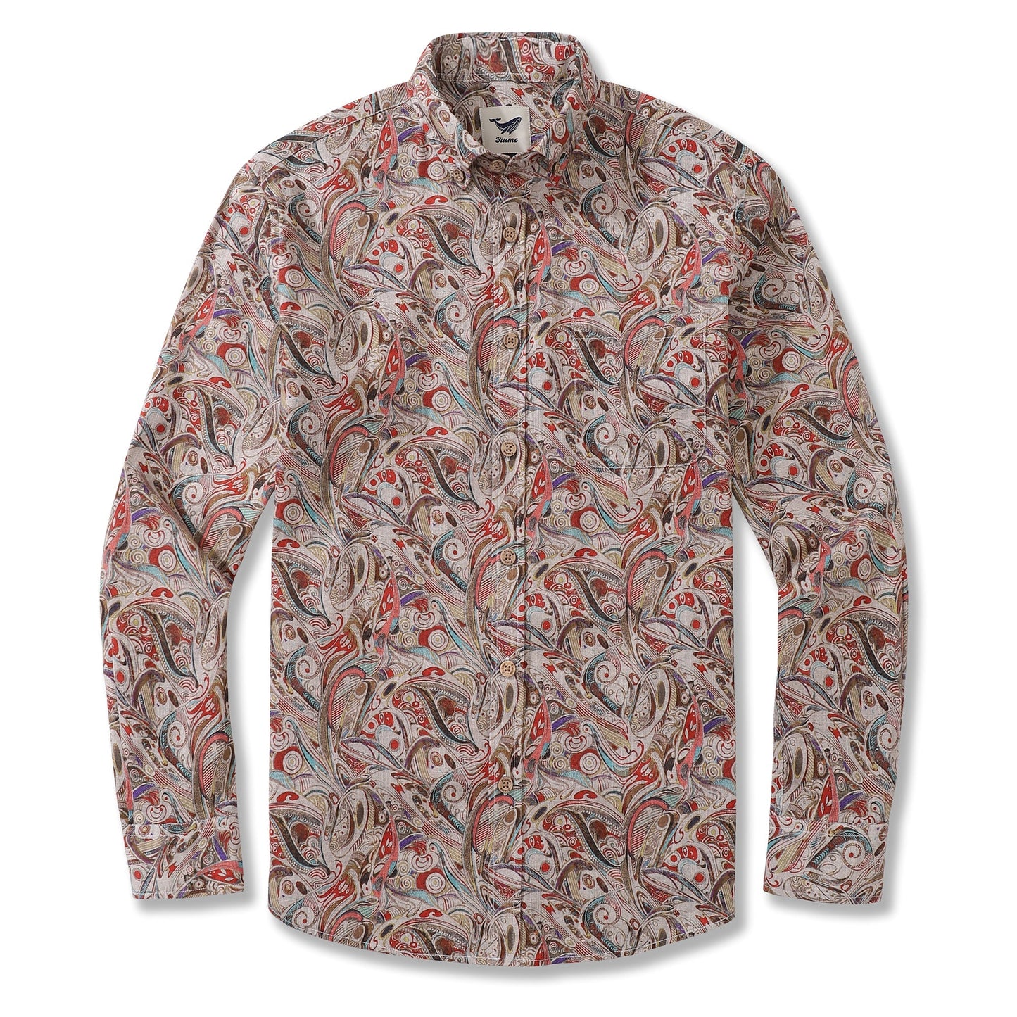 Men's Hawaiian Shirt Geometry of Tradition Cotton Button-down Long Sleeve Aloha Shirt By Cigar