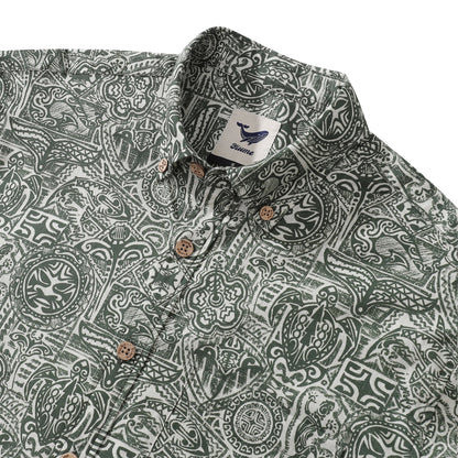 Long Sleeve Hawaiian Shirt For Men Guardian Totem Cotton Button-down Aloha Shirt By Sun