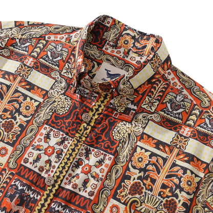 Men's Hawaiian Shirt Mystical Totem Cotton Button-down Short Sleeve Aloha Shirt By Cigar