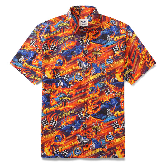 Hawaiian Shirt For Men Speed Button-down Short Sleeve 100% Cotton Shirt By Yakima