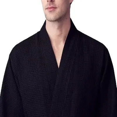 Waffle Spa Bathrobe for Men -  Absorbent, Lightweight Lotus Linen