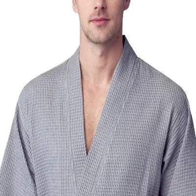 Waffle Spa Bathrobe for Men -  Absorbent, Lightweight Lotus Linen