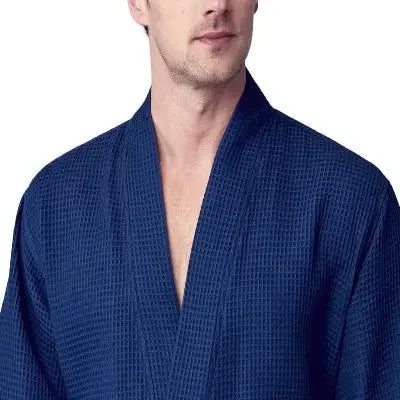 Waffle Spa Bathrobe for Men -  Absorbent, Lightweight Lotus Linen