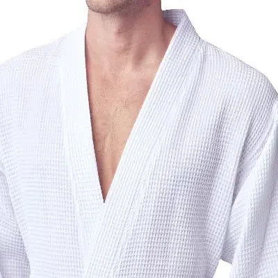 Waffle Spa Bathrobe for Men -  Absorbent, Lightweight Lotus Linen